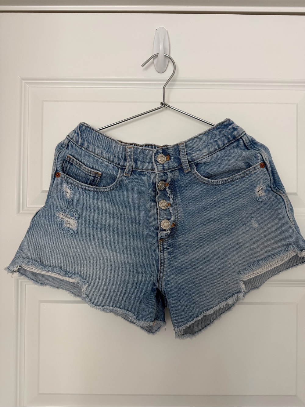 Zara Girls Blue Button-Front look (snap) Denim Jean Shorts Size 13-14
